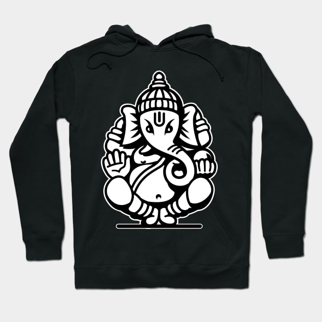 Ganesh Ganesa Ganapati Elephant 4 (black white) Hoodie by Mystic-Land